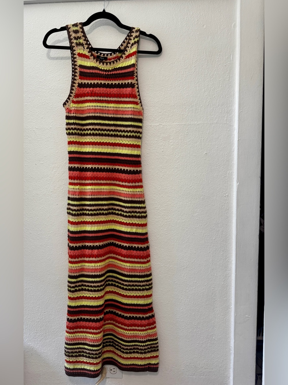 Rails Striped Crochet Tank Maxi Dress in Yellow, Coral & Brown